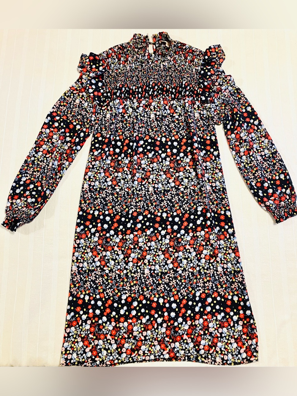 Nanette Lepore Smocked Mock Neck Floral Dress - Size 4